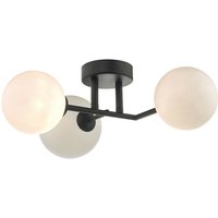 Dar Lighting - dar euan - Wand, Deckenleuchte Schwarz & Opalglas, 3x G9 von DAR LIGHTING