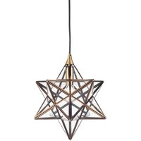 Dar Lighting - dar ilario - Drahtrahmen ilario 1 Light Star Pendelleuchte Antik Messingglas Klein von DAR LIGHTING