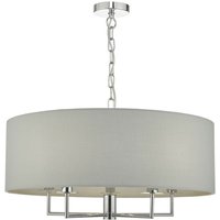 Dar jamelia - Zylindrische Pendelleuchte Chrom & Grau poliert, 5x E14 von DAR LIGHTING