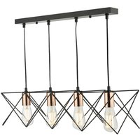 Dar midi - Straight Bar Pendelleuchte Schwarz und Kupfer, 4x E27 von DAR LIGHTING