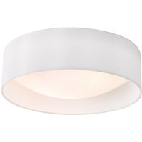 Dar Lighting - dar nysa - Zylindrische Unterputz-Deckenleuchte Weiße Kunstseide 40 cm, 2x E27 von DAR LIGHTING