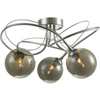 Dar Lighting - dar onawa - Semi Flush Deckenleuchte Licht poliertes Chrom mit Rauchglas, 3x G9 von DAR LIGHTING