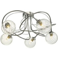 Dar onawa - Semi Flush Deckenleuchte Licht poliertes Chrom mit gedrehtem geschlossenem Glas, 5x G9 von DAR LIGHTING