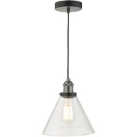 Dar Lighting - dar ray - Dome Single Pendelleuchte Antik Nickel Klarglas, 1x E27 von DAR LIGHTING