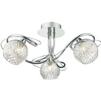 Dar Lighting - dar rehan - Semi Flush Deckenleuchte Light Dekorativer Glasrahmen aus poliertem Chrom, 3x G9 von DAR LIGHTING