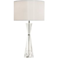 Dar Lighting - dar risha - Tischlampe Kristall & poliertes Nickel mit rundem Trommelschirm, 2x E27 von DAR LIGHTING