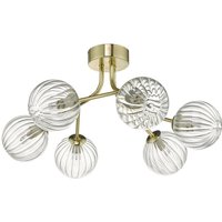 Dar yiska - Semi Flush Deckenleuchte Light Gold & Glass, 6x G9 von DAR LIGHTING