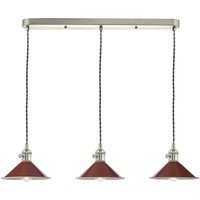 Dar Lighting - Hadano Antike Chromstab-Pendelleuchte 3-Licht mit Umbra-Kuppelschirmen von DAR LIGHTING