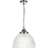 Dar Lighting - Nahla Dome 1 Light Pendelleuchte geriffeltes Glas Chrom poliert von DAR LIGHTING