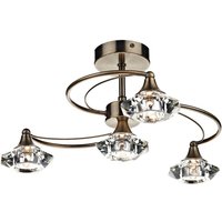 Dar Lighting - dar luther - Semi Flush Deckenleuchte Licht Antik Messing Kristall, 4x G9 von DAR LIGHTING