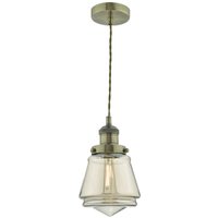 Dar curtis - Pendelleuchte Antik Messing & Champagnerglas, 1x E27 von DAR LIGHTING