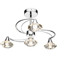 Dar luther - Semi Flush Deckenleuchte Licht poliert Chrom Kristall, 4x G9 von DAR LIGHTING