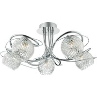 Dar Lighting - dar rehan - Semi Flush Deckenleuchte Light Dekorativer Glasrahmen aus poliertem Chrom, 5x G9 von DAR LIGHTING