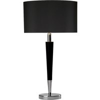 Dar viking - Tischlampe poliert Chrom & Schwarz komplett mit schwarzem Leinen Round Drum Shade VIK1322 von DAR LIGHTING