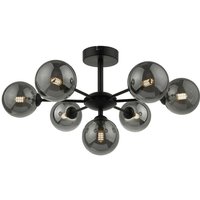 Dar Lighting - dar cohen - Semi Flush Deckenleuchte Light Matt Black Rauchglas, 7x G9 von DAR LIGHTING