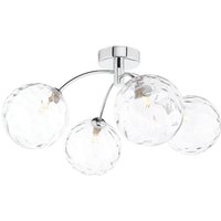 Dar Lighting - Dar Izzy Halbbündige Deckenleuchte mit 4 Leuchten, poliertes Chrom, klares, genopptes 150-mm-Glas von DAR LIGHTING