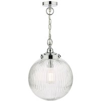 Dar Lighting - Dar Tamara Badezimmer-Hängeleuchte, Deckenleuchte, poliertes Chrom, geripptes Glas, IP44 von DAR LIGHTING