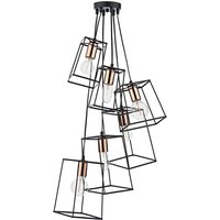 Dar tower - Cube Wire Frame Cluster Pendelleuchte Schwarz, 6x E27 von DAR LIGHTING