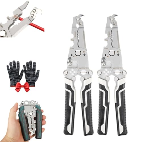 18-in-1 Faltbares Abisolierwerkzeug 2025 Upgrade – Multifunktions-Elektrikerzange mit Crimp- und Schneidfunktion(2*gray) von DARBCGH