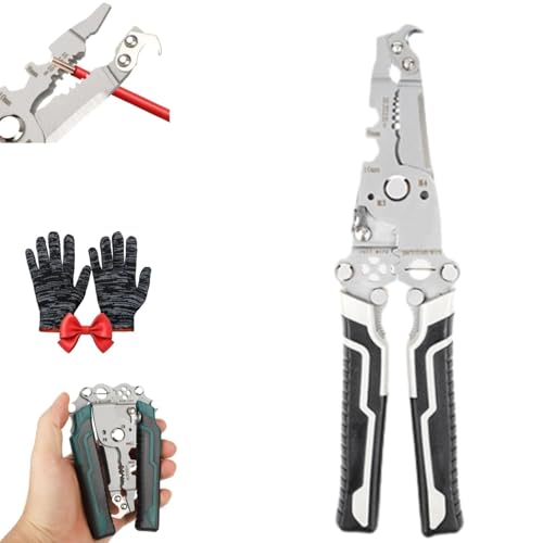 18-in-1 Faltbares Abisolierwerkzeug 2025 Upgrade – Multifunktions-Elektrikerzange mit Crimp- und Schneidfunktion(Gray) von DARBCGH