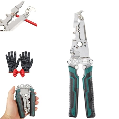 18-in-1 Faltbares Abisolierwerkzeug 2025 Upgrade – Multifunktions-Elektrikerzange mit Crimp- und Schneidfunktion(Green) von DARBCGH