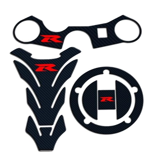 DARDDI Carbon Tankdeckel Aufkleber Tank Pad Gabel Gabelbrücke Obere Klemme Aufkleber für SU&ZUKI GSXR GSX-R 600 750 1000 K3 K4 K5 K6 K7 K8 K9 L17 Motorrad tankpad von DARDDI