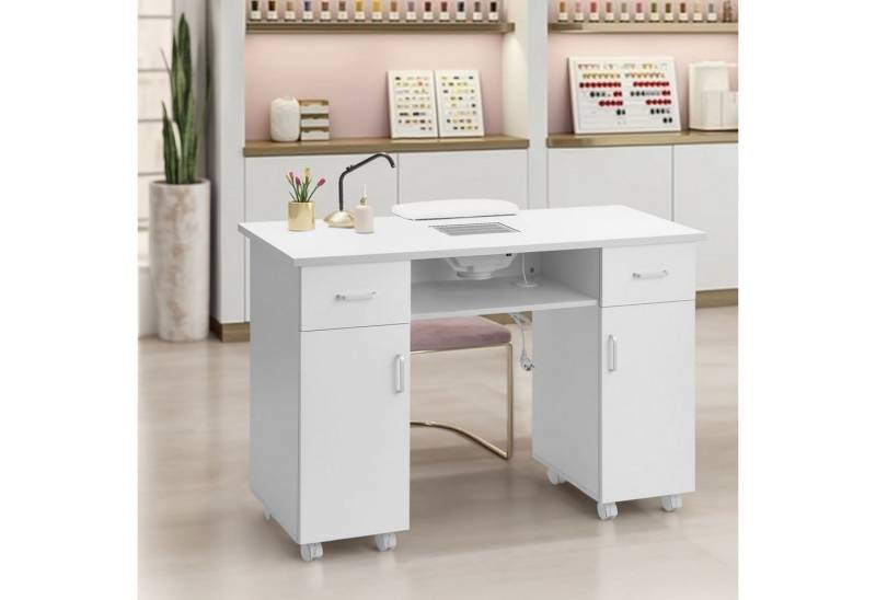 DARDVORLAG Arbeitstisch Profi Maniküretisch, Nageltisch mit 2 Schubladen und 2 Schränke (1 Tisch), mit 8 Lenkrollen, leicht zu wischen, 120×45×80.5cm von DARDVORLAG