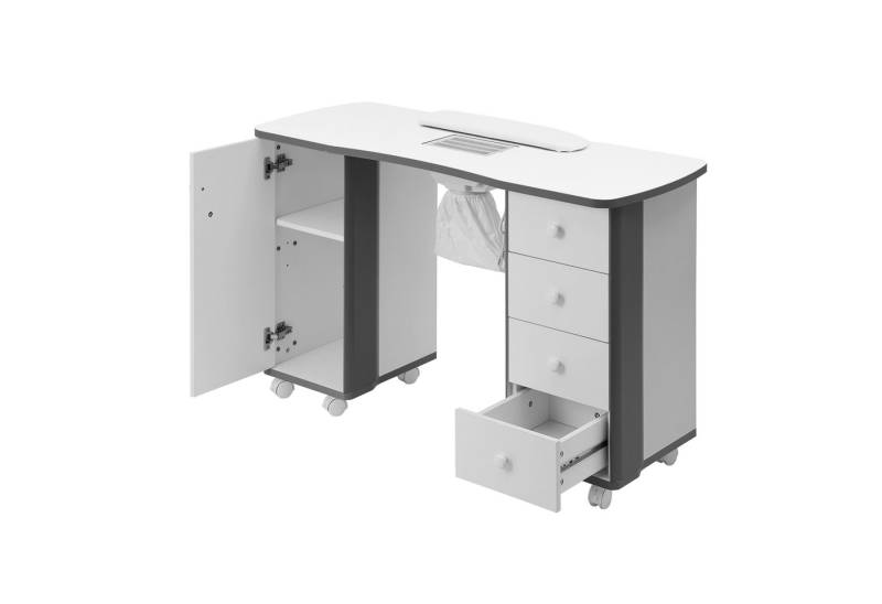 DARDVORLAG Arbeitstisch Profi Nageltis mit Staubabsaugung und Lenkrollen, mit 1 Tür und 4 Schubladen, 120×47.5×76.5cm DARDVORLAG Arbeitstisch Profi Nageltis mit Staubabsaugung und Lenkrollen, mit 1 Tür und 4 Schubladen, 120×47.5×76.5cm von DARDVORLAG