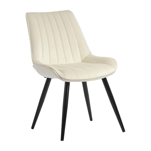 DARDVORLAG Esszimmerstühle 2er Set künstlicher Stoff Dining Chair Küchenstuhl mit Rückenlehne Moderne Sessel Metallbeine Beige von DARDVORLAG