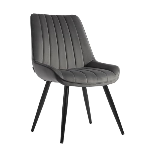 DARDVORLAG Esszimmerstühle 2er Set künstlicher Stoff Dining Chair Küchenstuhl mit Rückenlehne Moderne Sessel Metallbeine Grau von DARDVORLAG