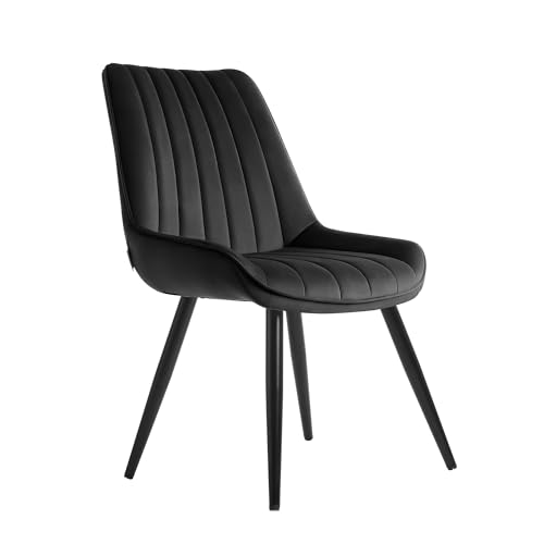 DARDVORLAG Esszimmerstühle 2er Set künstlicher Stoff Dining Chair Küchenstuhl mit Rückenlehne Moderne Sessel Metallbeine Schwarz von DARDVORLAG