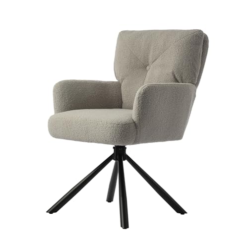 DARDVORLAG Esszimmerstuhl Drehstuhl 180° Drehbar, Metallgestell, Lamb Wool Komfortabler Küchenstuhl mit Armlehnen, Schwenkbarer Stuhl für Wohnzimmer, Büro & Esszimmer DARDVORLAG Esszimmerstuhl Drehstuhl 180° Drehbar, Metallgestell, Lamb Wool Komfortabler Küchenstuhl mit Armlehnen, Schwenkbarer Stuhl für Wohnzimmer, Büro & Esszimmer von DARDVORLAG