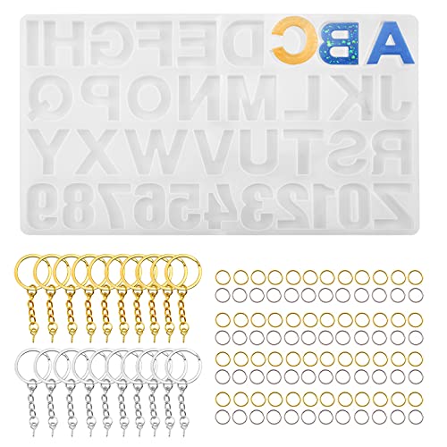 Eozighi Resin Silikonform Buchstaben Set, Anzahl Buchstaben Silikonform Mit Schlüsselringe, Epoxidharz Silikonform Buchstabe Für Herstellung Von Schlüsselbund Hausnummer von Eozighi