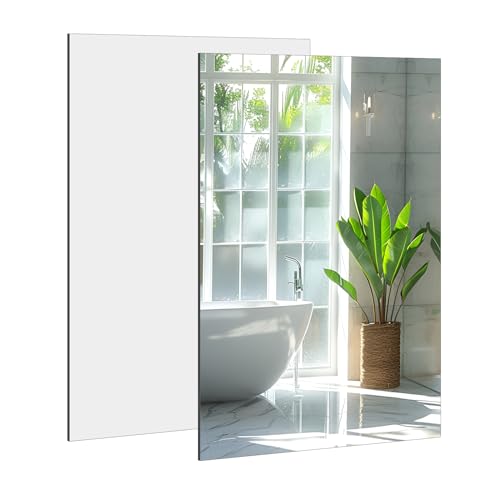 DARENYI 2 Stück Spiegel 30 x 21cm Glas HD Kebespiegel Wandspiegel Spiegel Kleben Spiegelfliesen Selbstklebend Spiegel zum Kleben Klebespiegel Selbstklebend für Badezimmer, Wohnzimmer, Schlafzimmer von DARENYI