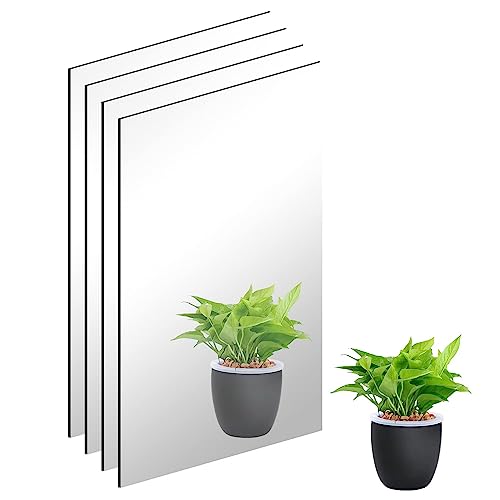 DARENYI 4 Stück Spiegel 30 x 21cm Glas HD Kebespiegel Wandspiegel Zum Kleben Selbstklebend Spiegelfliesen für Badezimmer, Wohnzimmer, Schlafzimmer von DARENYI
