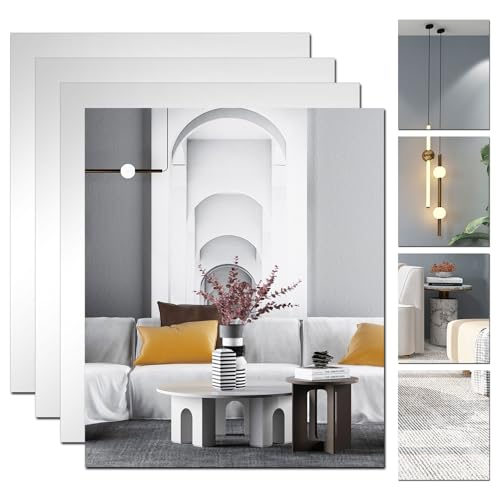 Selbstklebender Glasspiegel,Klebespiegel Selbstklebend,HD Klebespiegel Spiegel,Flexible Spiegelfolien,Spiegelfliesen Selbstklebend,Wandspiegel,für Badezimmer Wohnzimmer Schlafzimmer Schrank(35.5*30cm) von DARENYI