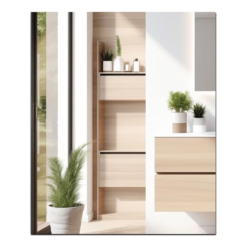 Wandspiegel,Klebespiegel Selbstklebend,Glasspiegel Spiegelfliesen,Spiegelfolie Selbstklebend Spiegel,Wanddekoration Wandspiegel,für Gäste WC, Badzimmer, Ankleidezimmer, Wohnzimmer(35.5*30cm) von DARENYI
