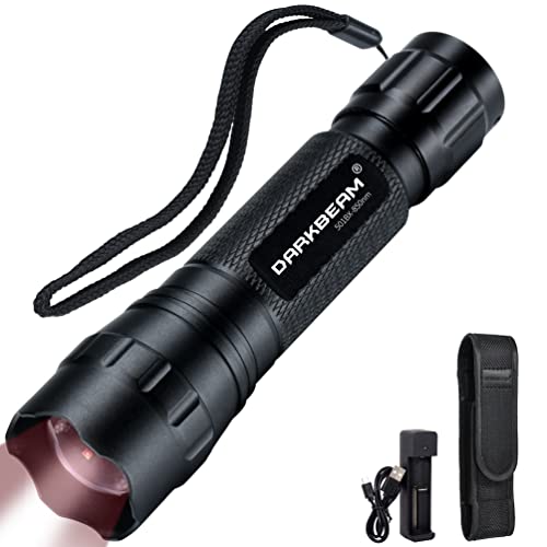 DARKBEAM Infrarot-Taschenlampe nachtsicht 850nm LED-Infrarot-Licht 10W, Arbeit für Nachtsichtgeräte, Zoombare Unsichtbare IR-Strahler mit Akku Wiederaufladbare für Jagd, Beobachtung, Rettung, 501BX von DARKBEAM