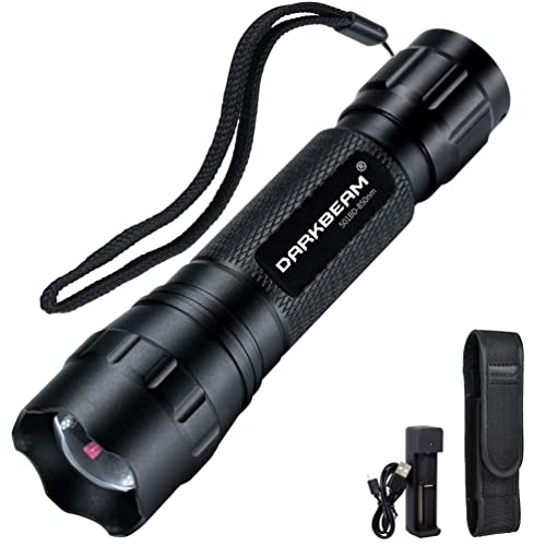 DARKBEAM Infrarot-Taschenlampe nachtsicht 850nm LED-Infrarot-Licht 5W, Arbeit für Nachtsichtgeräte, Zoombare Unsichtbare IR-Strahler mit Akku Wiederaufladbare für Jagd, Beobachtung, Rettung, 501BD von DARKBEAM