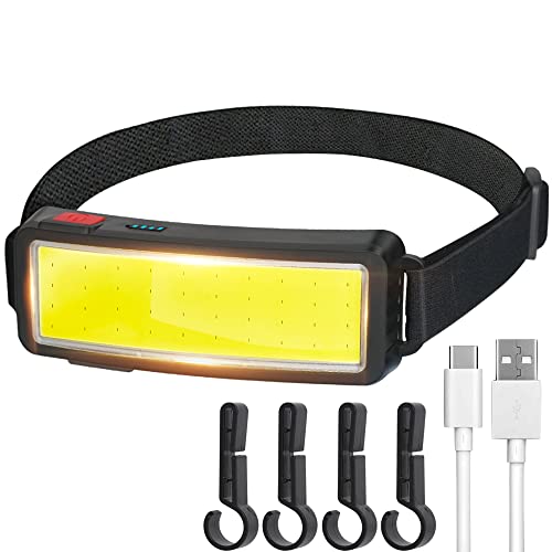 DARKBEAM COB Flutlicht Stirnlampe LED Wiederaufladbar USB Kopf Licht, Superheller Aufladbar Wasserdichte Kopflampe, Camping für Erwachsene, Angeln,Arbeitsleuchte für Helm, Wartung und Konstruktion von DARKBEAM