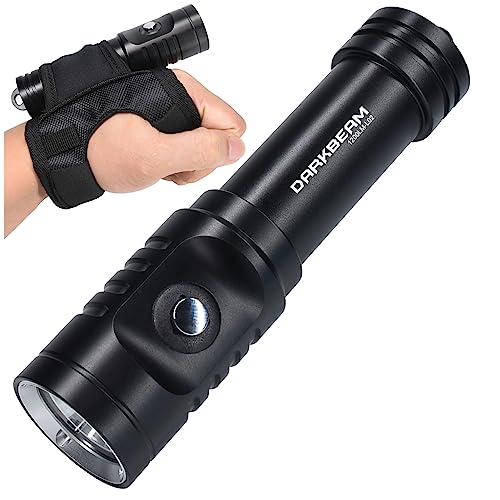 DARKBEAM Tauch Taschenlampe Led 1200 Lumen, Extrem Hell Taschenlampen USB Aufladbar, Mit einer festen Handschlaufe XML-2, IPX8 Wasserdicht betrieben für Unterwasser, Outdoor, Wandern, Camping von DARKBEAM