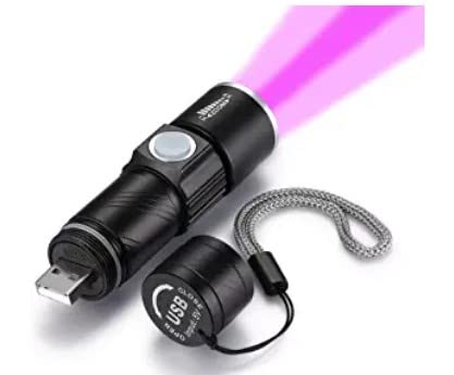 DARKBEAM UV 395nm LED Taschenlampe USB Aufladbar, Ultraviolett Tragbare Mini Hand Taschenlampen Lampe Zoombar, Wasserdicht, Für Hundeurin Haustier Flecken Anti Fälschung Identifikation Harz Härtung von DARKBEAM