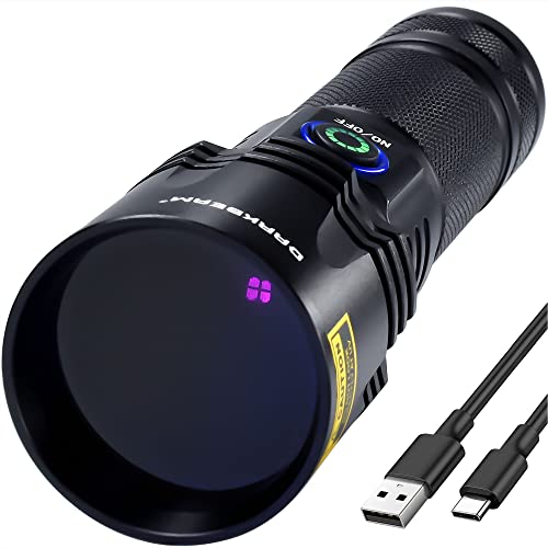 DARKBEAM UV Taschenlampe Schwarzlicht Aufladbar USB-C, Ultraviolett 365nm LED Licht Woodsche Lampe, Schwarzlichttaschenlampen Blacklight für Erz, Heimtierurindetektoren, Harzaushärtung mit Akku, B14 von DARKBEAM