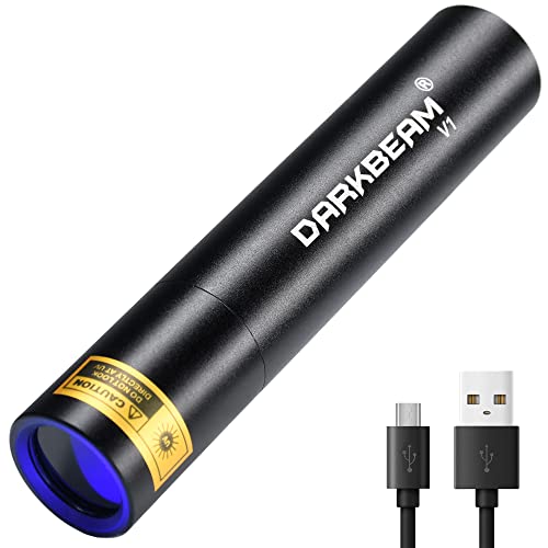 DARKBEAM UV Licht 365nm LED Taschenlampe USB Aufladbar, V1 Ultraviolett Tragbare Mini Hand Taschenlampen Lampe, Wasserdicht, Für Hundeurin Haustier Flecken Anti Fälschung Identifikation Harz Härtung von DARKBEAM