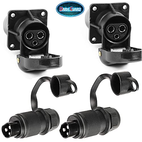 DARKGUARD Traktor 3Poliger Stecker und 3Poliger Steckdose 12v Traktor,Landwirtschaftliche 3polig Stecker Steckdose 12v und 24v,Adapter Dreipoliger für Wohnmobile (Stecker und Steckdose K2S42) von DARKGUARD