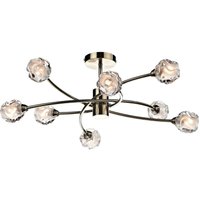 Dar Lighting - dar seattle - Semi Flush Deckenleuchte Licht Antik Messing, 8x G9 von DAR LIGHTING