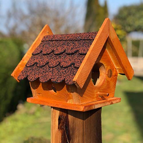 DARLUX Eichhörnchen Futterhaus wetterfest und stabile, Handmade aus eigener Produktion, Futterstation ist gut belüftet für trockenes Eichhörnchen Futter (Rot - Braun) von DARLUX