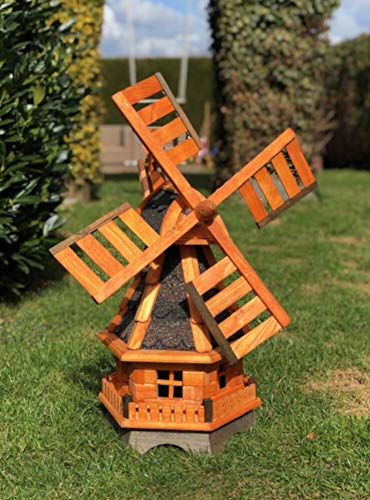 DARLUX dekorative Garten-Windmühle aus Holz kugelgelagert Braun Größen (Schwarz L) von DARLUX