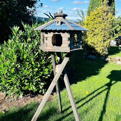 DARLUX Vogelfutterhaus XL Sechseck Vogelhaus + Ständer Futterstelle Braun/Blau DARLUX Vogelfutterhaus XL Sechseck Vogelhaus + Ständer Futterstelle Braun/Blau von DARLUX