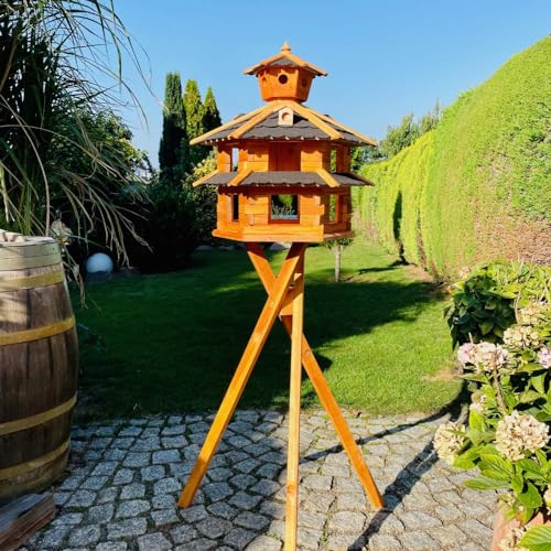 DARLUX Vogelvilla wetterfest von L bis XXL Futterhaus Vogelhaus mit oder ohne Ständer in Braun mit Rot, Grün oder Blau für Garten und Balkon (Größe XXL mit Ständer, Schwarz - Braun) DARLUX Vogelvilla wetterfest von L bis XXL Futterhaus Vogelhaus mit oder ohne Ständer in Braun mit Rot, Grün oder Blau für Garten und Balkon (Größe XXL mit Ständer, Schwarz - Braun) von DARLUX